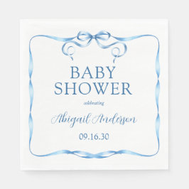 Serviette En Papier Baby shower de ruban bleu aquarelle