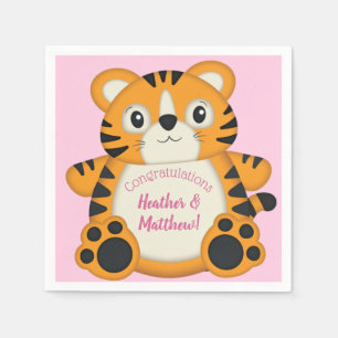 Serviette En Papier Baby shower de tigre rose