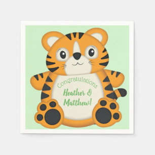 Serviette En Papier Baby shower de tigre vert