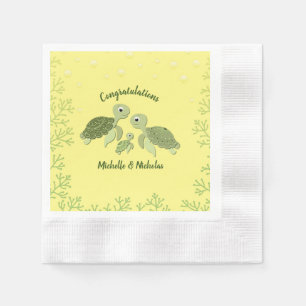 Serviette En Papier Baby shower de tortue de mer Jaune Napkins v2
