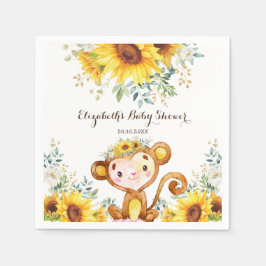 Serviette En Papier Baby shower de tournesol d'été du singe