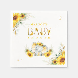 Serviette En Papier Baby shower de tournesol éléphant non sexiste
