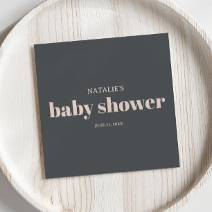 Serviette En Papier Baby shower de typographie de Boho gris rose