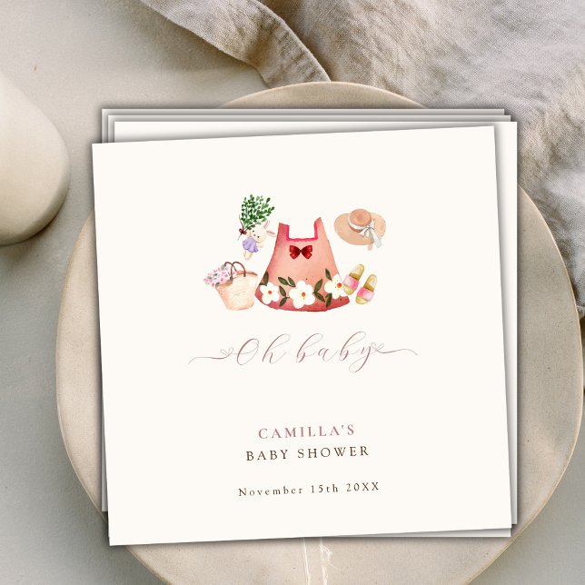 Serviette En Papier Baby shower de vêtements pour filles du jardin de  (Spring Flower Garden Girl Clothes Baby Shower Napkins)