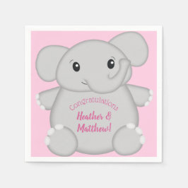 Serviette En Papier Baby shower d'éléphant rose