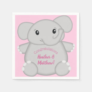 Serviette En Papier Baby shower d'éléphant rose