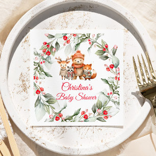 Serviette En Papier Baby shower des animaux de Noël en bois