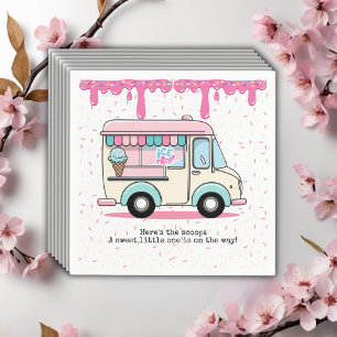 Serviette En Papier Baby shower des arroseurs de camion à glace Crème