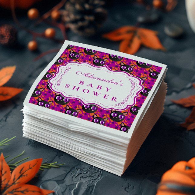 Serviette En Papier Baby shower d'Halloween Chat Psychédélique (Créateur téléchargé)