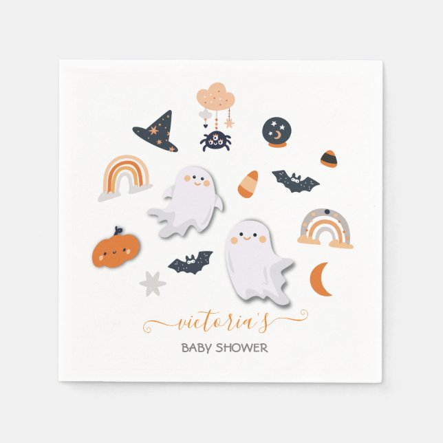 Serviette En Papier Baby shower d'Halloween de Little Boo (Devant)