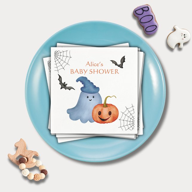 Serviette En Papier Baby shower d'Halloween de Little Boo Ghost Citrou (Créateur téléchargé)