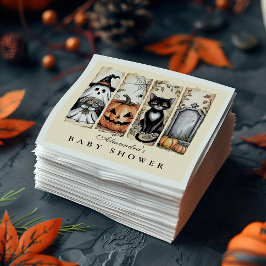 Serviette En Papier Baby shower d'Halloween gothique de chat fantôme