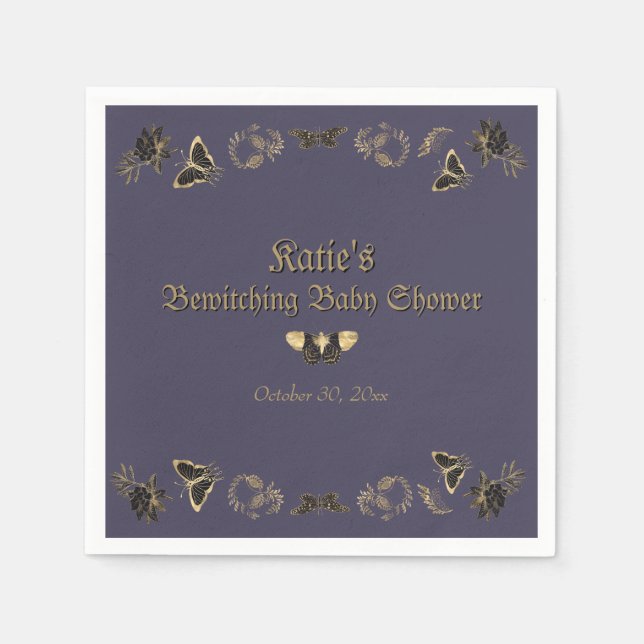Serviette En Papier Baby shower d'Halloween gothique victorien sombre (Devant)