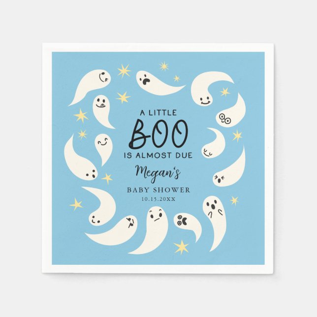 Serviette En Papier Baby shower d'Halloween Little Boo Bleu (Devant)