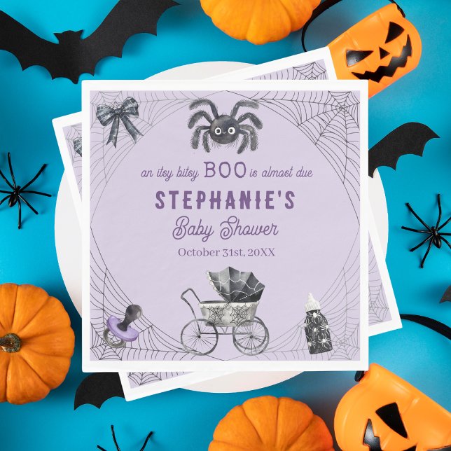 Serviette En Papier Baby shower d'Halloween Little Boo Itsy Bitsy Spid (Créateur téléchargé)