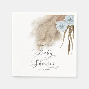 Serviette En Papier Baby shower d'herbe de la Pampas bleue de Bohême