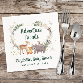 Serviette En Papier Baby shower d'hiver des animaux des bois