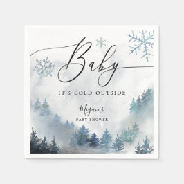 Serviette En Papier Baby shower d'hiver neige Blue Snowflakes
