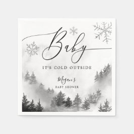 Serviette En Papier Baby shower d'hiver neigeux Gris Snowflakes