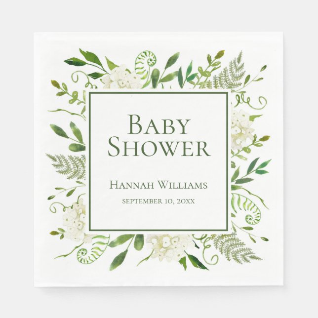 Serviette En Papier Baby shower d'Hydrangeas blanches (Devant)