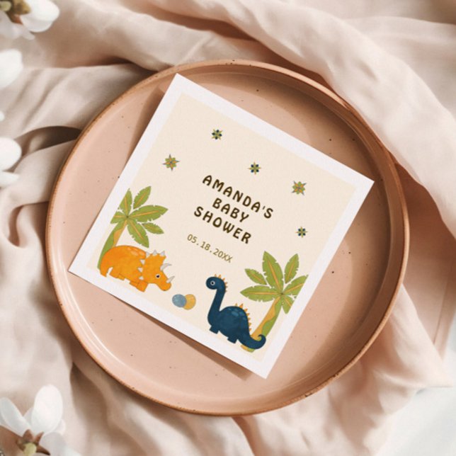 Serviette En Papier Baby shower Dinosaur en caricature (Créateur téléchargé)