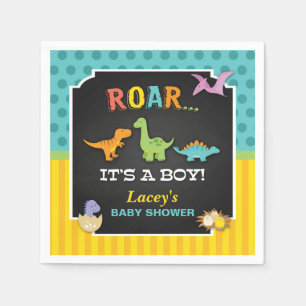 Serviette En Papier Baby shower Dinosaur Napkin - Personnalisé
