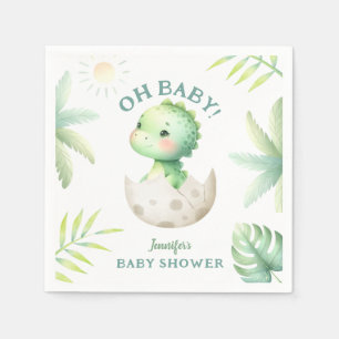 Serviette En Papier Baby shower Dinosaure Tropical Cute Dino