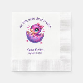 Serviette En Papier baby shower Dinosaure violet "Hatching Bientôt"