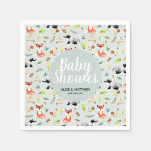 Serviette En Papier Baby shower d'Motifs animaux de forêt neutres selo
