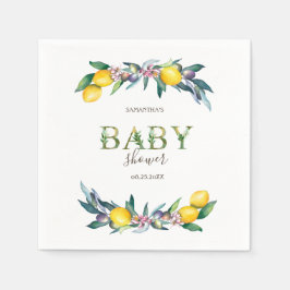Serviette En Papier Baby shower d'olives aux citrons d'aquarelle