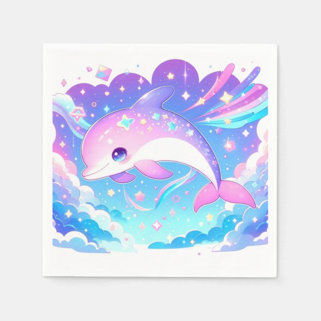 Serviette En Papier Baby shower Dolphin Majestic (Devant)