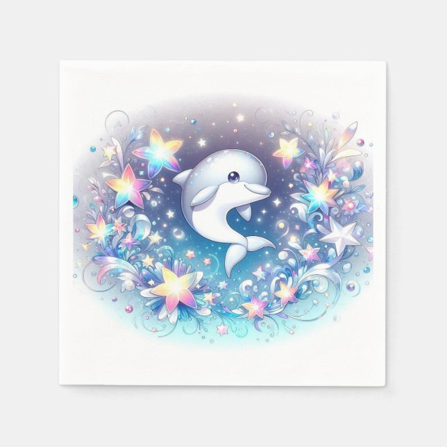 Serviette En Papier Baby shower Dolphin moderne amusant (Devant)