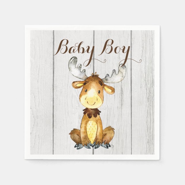Serviette En Papier Baby shower d'orignal rustique (Devant)