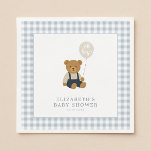 Serviette En Papier Baby shower d'ours en peluche bleu clair En vichy