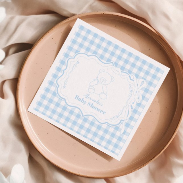 Serviette En Papier Baby shower d'ours en peluche français En vichy mi (Créateur téléchargé)