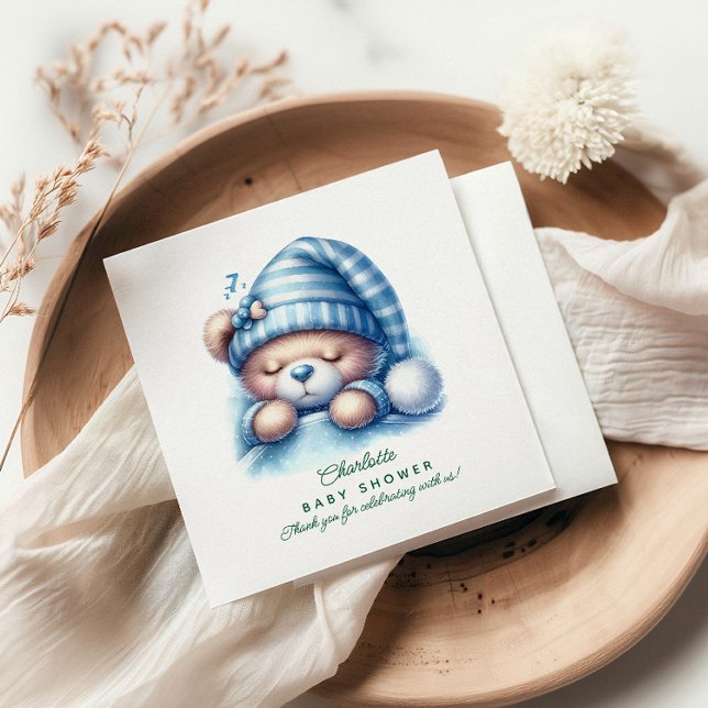 Serviette En Papier Baby shower d'ours en peluche mignon (Créateur téléchargé)