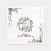 Baby shower d'ours en peluche vintage pour garçon