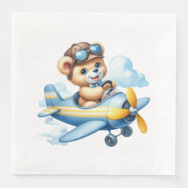 Serviette En Papier Baby shower d'ours en peluche volant (Devant)