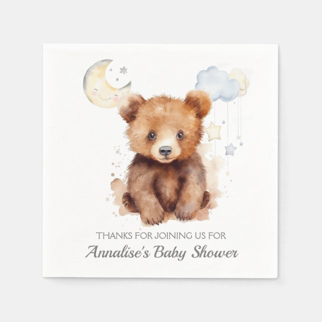 Serviette En Papier Baby shower d'ours neutre selon le sexe (Devant)