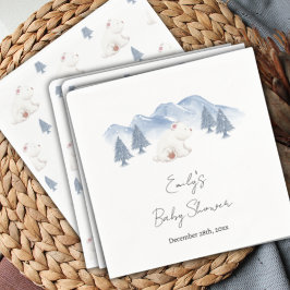 Serviette En Papier Baby shower d'ours polaire hivernal neutre pour le
