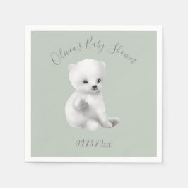 Serviette En Papier Baby shower d'ours polaire Sage Green
