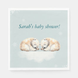 Serviette En Papier Baby shower d'ours polaire Twins
