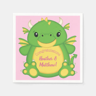 Serviette En Papier Baby shower Dragon rose