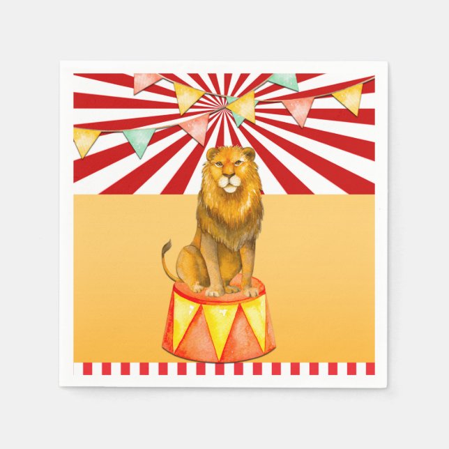 Serviette En Papier Baby shower du Carnaval de cirque Lion (Devant)