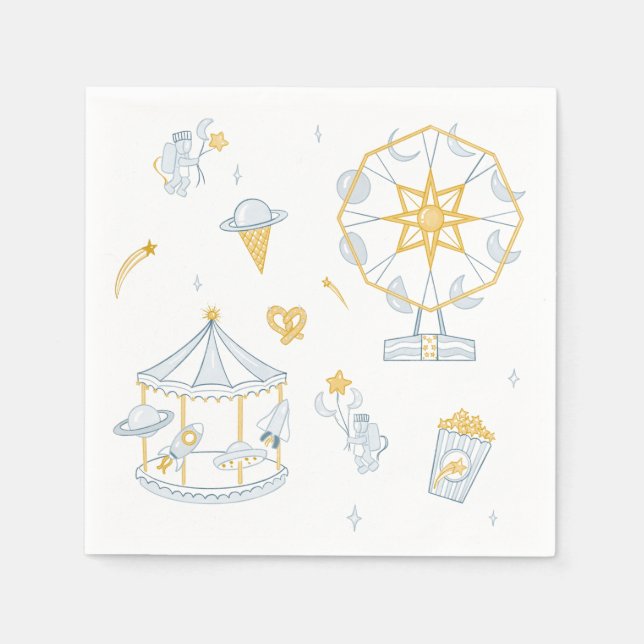 Serviette En Papier Baby shower du Carnaval spatial Espace Nourriture (Devant)