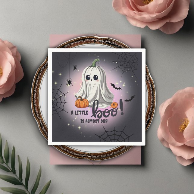 Serviette En Papier Baby shower du Citrouille d'Halloween Little Boo (Créateur téléchargé)