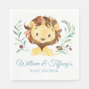 Serviette En Papier Baby shower du lion bleu pour garçon