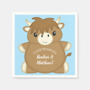 Serviette En Papier Baby shower écossais de vache Highland Blue