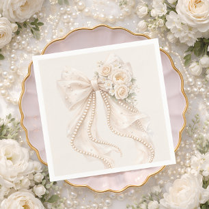Serviette En Papier Baby Shower Élégant aux Fleurs avec Ruban
