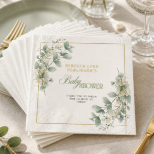Serviette En Papier Baby Shower Élégant et Neutre sur le Thème de l'Eu
